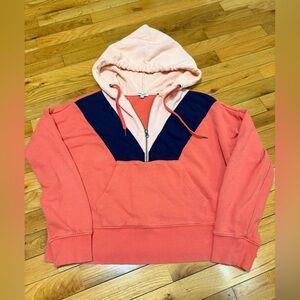 Splendid Crop 1/3 Zip hoodie with Pink and Navy